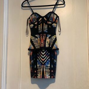 Multicolor Geometric Print Dress